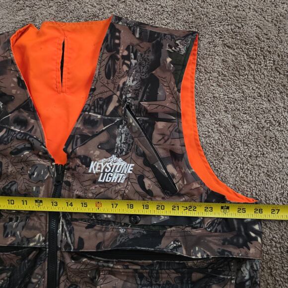 Keystone Light Real Tree Hunting Vest Mens XL Pockets Reversible Orange Beer 90s - Picture 12 of 13